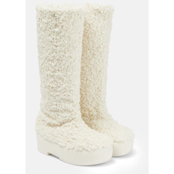 Gia Borghini Gia 22 Taddy knee-high Boots Chunk Sole Boots Ivory Poly 7.5 - Picture 1 of 16
